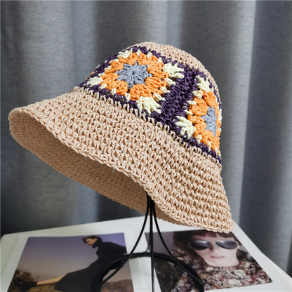 Womens Girls Crochet Bucket Hat Fisherman Sun Cap Floppy Wide Brim Straw Hat