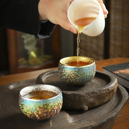 Colorful Kiln Change Ceramic Teacup Gilded Master Cup Kung Fu Tea Cup
