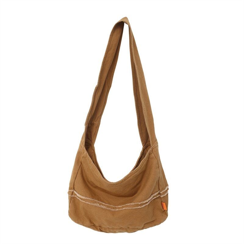 Women Canvas Shoulder Bag Unisex Student School Bag Travel Shoulder Bag
