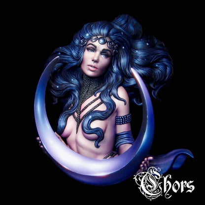 1/10 Resin Model Kit Fantasy Sexy Moon Goddess Bust Unpainted Unassembled