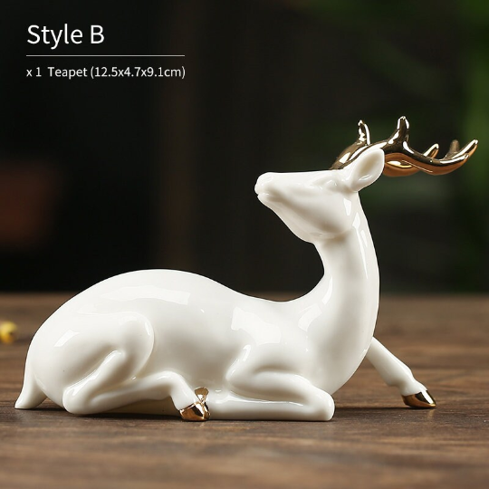 White Deer Ceramic Crafts for Home Decor Elegant Gifts from Girlfriend