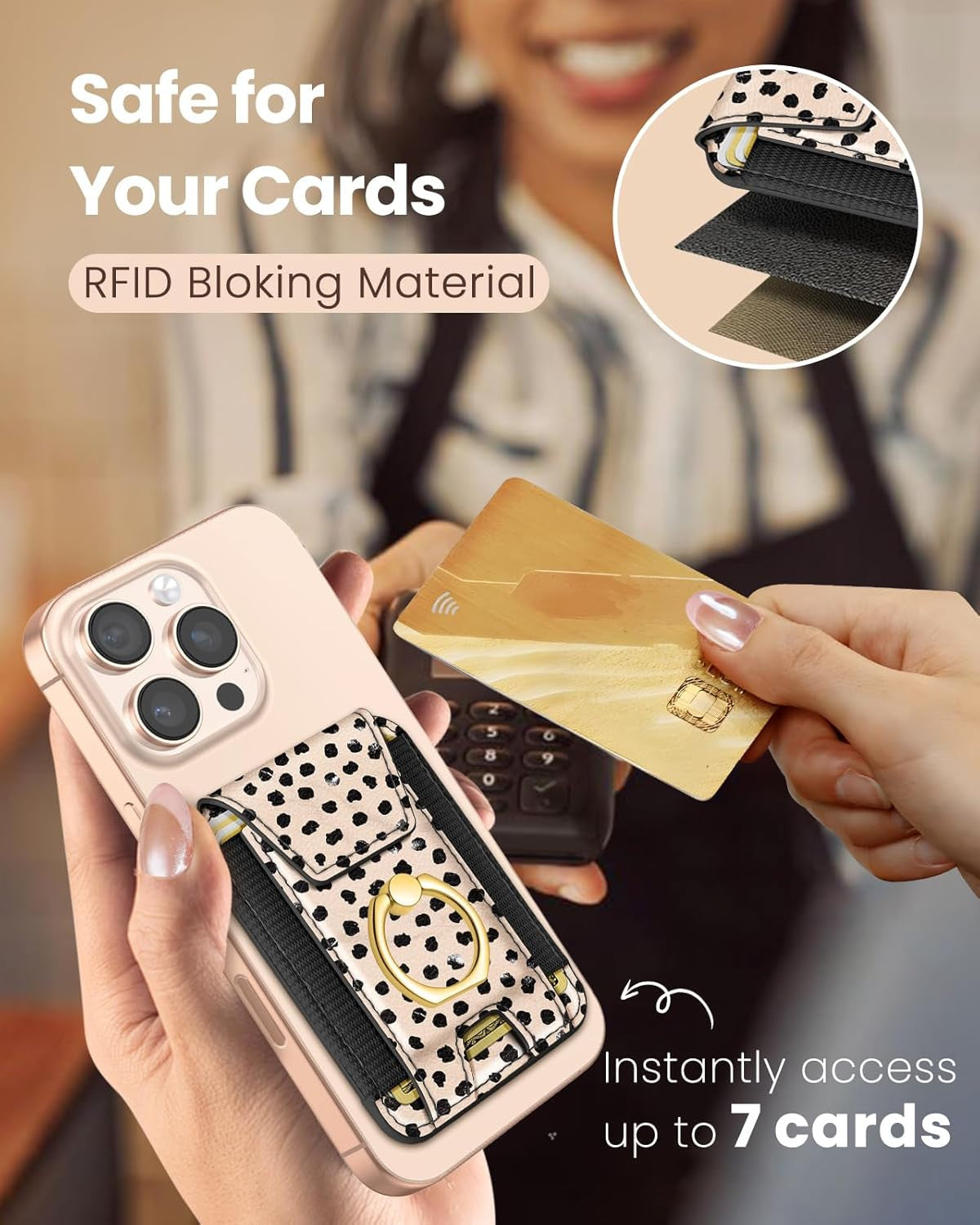 Compatible with Magsafe Wallet with Ring Grip Magnetic Card Holder - Cute Phone