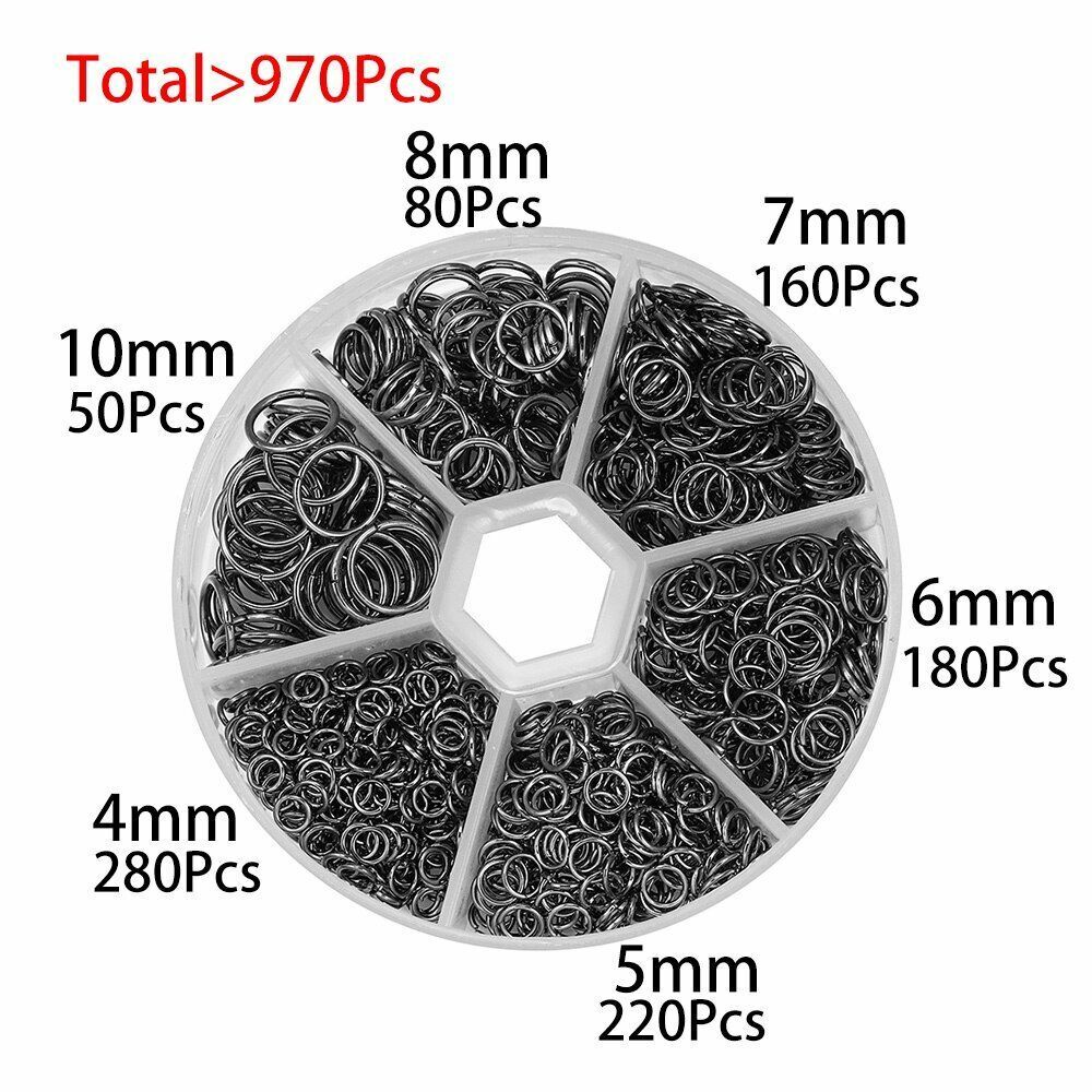 970Pcs/Set Mixed Color Open Jump Ring Split Connector Jewelry Making Kit Finding