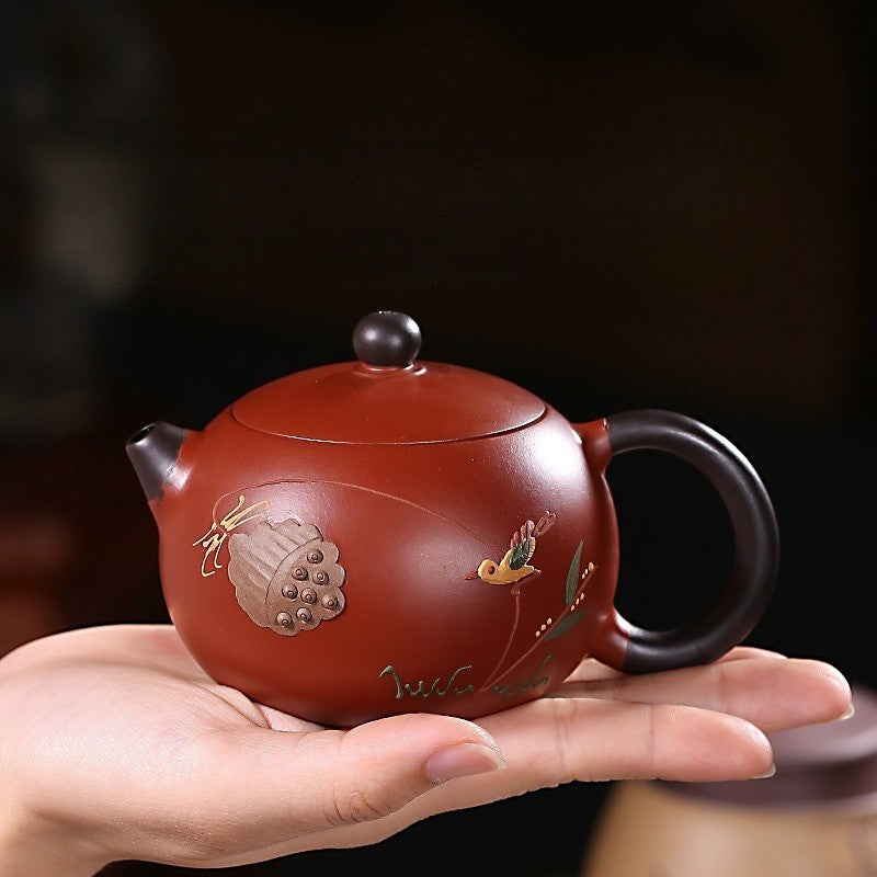 Handmade Tea Pot on Sales Real Yixing Zisha Zhu Clay Marked Pot Crane Relief Pot