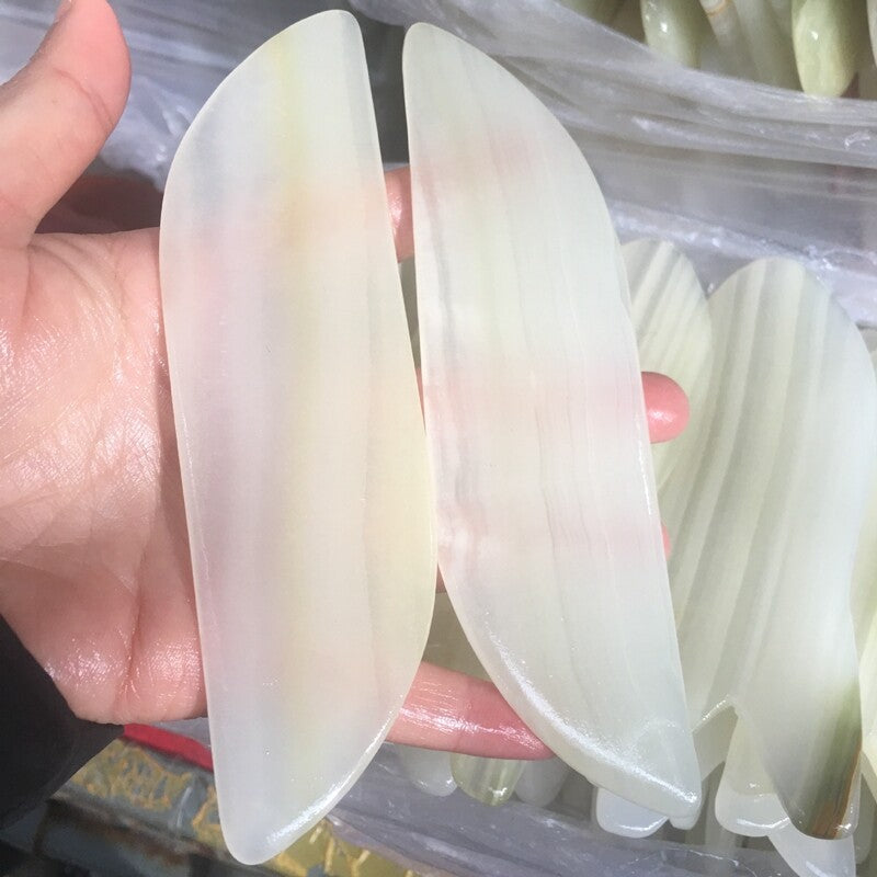 2Pcs Gua Sha Jade Massage Tools Scraper Face Massager Guasha Board Facial Stone