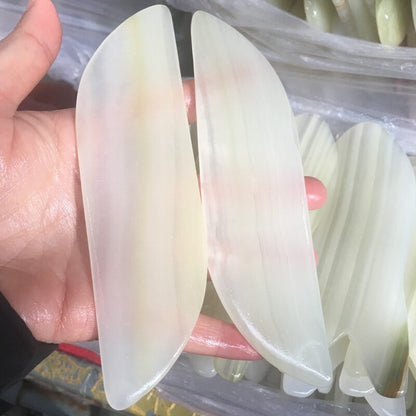 2Pcs Gua Sha Jade Massage Tools Scraper Face Massager Guasha Board Facial Stone