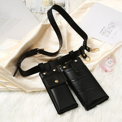 Women Fanny Pack Leather Belt Bag Waterproof Multi-pocket Waist Pack 17*10/13*10
