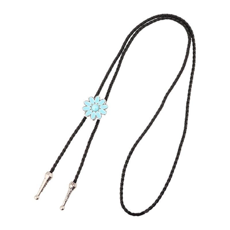 Men Bolo Tie Alloy Polyester Cowboy Flower Gemstones Shirts Sweaters Accessories