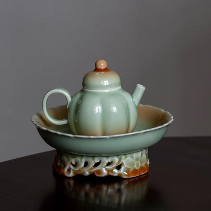 125ml Retro Celadon Gradient Pumpkin Pot Household Teapot Kung Fu Tea Set