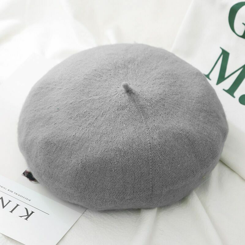 Women Beret Cap Winter Warm Wool Hat Fashion Elegant Plain Hiking Thermal 1 PC