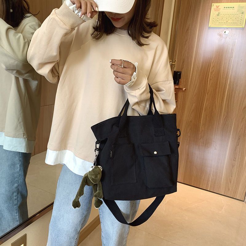 Canvas Bags Handbag Shoulder Large Solid Color Totes Shopper Bag Crossbody Bags