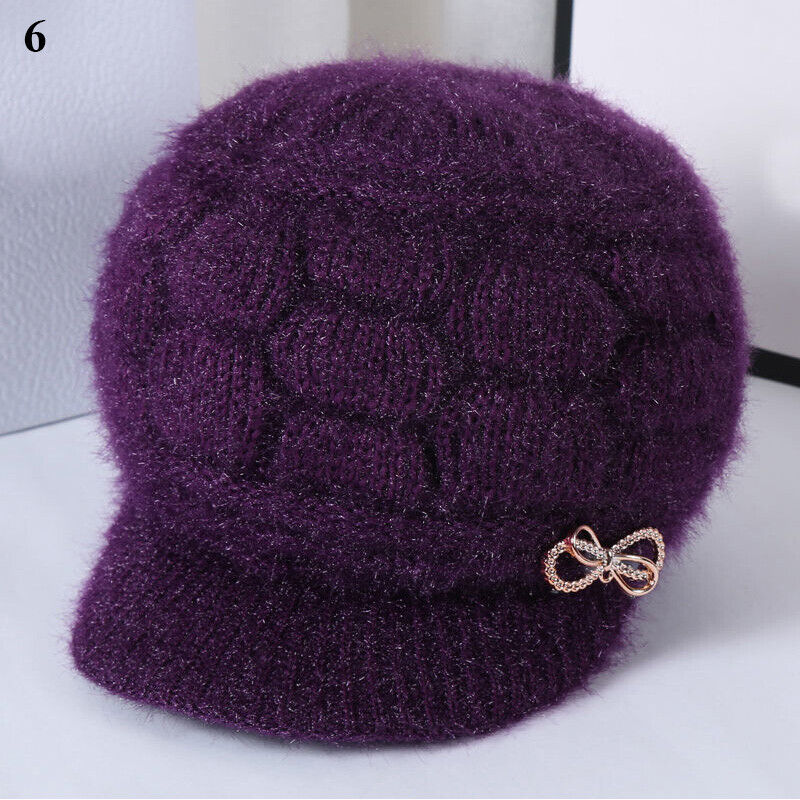 Women Winter Beanie Hats Short Brim Peaked Cap Mother Hats Pumpkin Hat Warm Soft