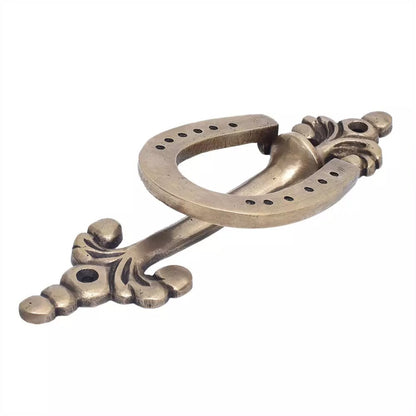 Antique Look Brass Horse Shoe Door knocker On Long Base Plate Door Bell