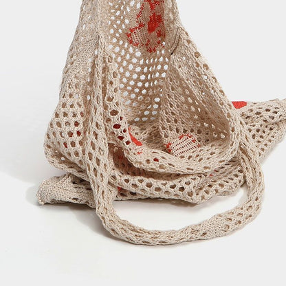 Handbag Knitted Shoulder Bag Large Shopping Tote Woven Hollow Mesh Bag 35*1*60cm