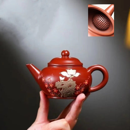 200ml Real Yixing Zisha Dahongpao Clay Tea Pot Floral Relief Chinese Master Pot