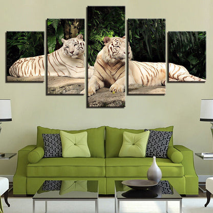 Tiger Couple Wildlife Animals Canvas Prints Painting Wall Art Home Decor 5PCS