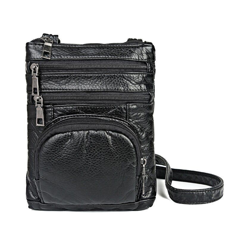 Crossbody Bags Vintage Messenger Bags Multi-pocket Purse Shoulder Bags Leather