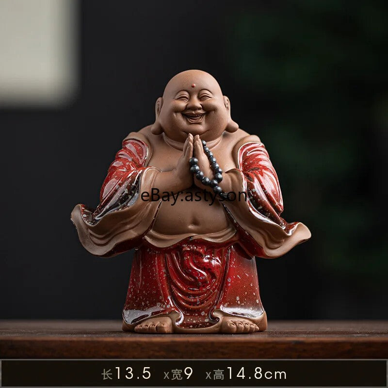 Chinese Style Maitreya Buddha Ceramics Attract Wealth Buddha Statue Decor