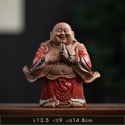 Chinese Style Maitreya Buddha Ceramics Attract Wealth Buddha Statue Decor