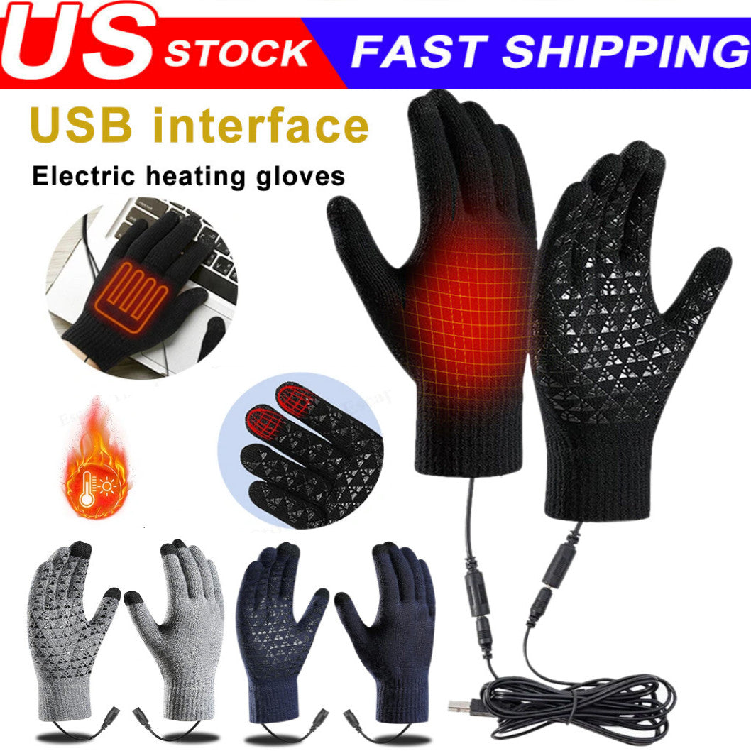 Heated Gloves Electric Rechargeable Battery Hand Warm Windproof Thermal Winter