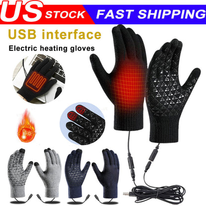 Heated Gloves Electric Rechargeable Battery Hand Warm Windproof Thermal Winter