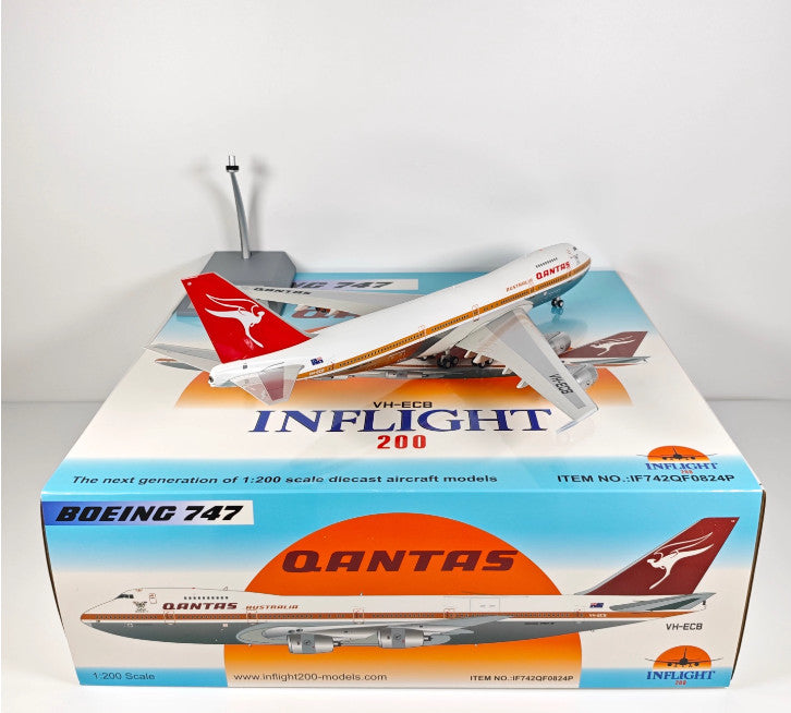 1:200 InFlight QANTAS Boeing 747 VH-ECB Passenger Airplane Diecast Plane Model