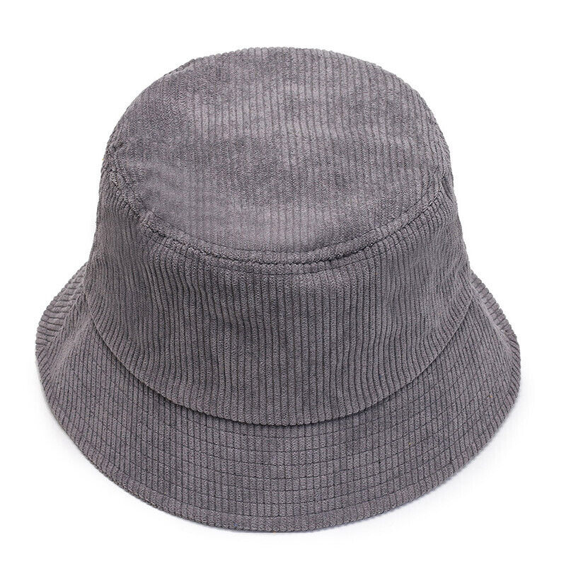Unisex Bucket Hat Corduroy Panama Cap Fishing Hats Fall Winter Plain Casual Cap