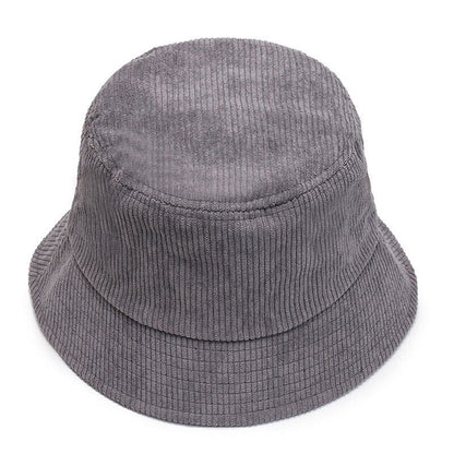Unisex Bucket Hat Corduroy Panama Cap Fishing Hats Fall Winter Plain Casual Cap