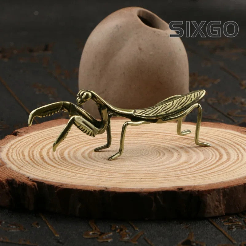 7.5cm Brass Mantis Ornament Figurines Decorations Tea Pet Feng Shui Collectible