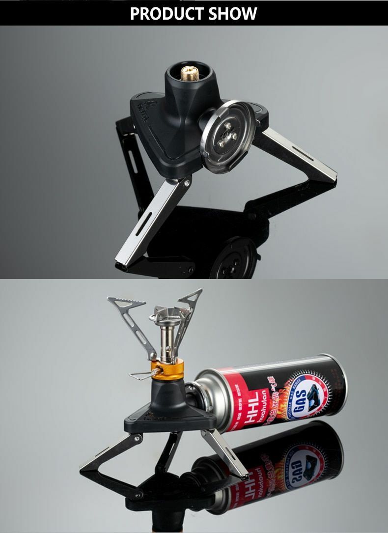 Adapter Butane Gas Canister Cartridge Camping Tripod Stove Adaptor Black Outdoor