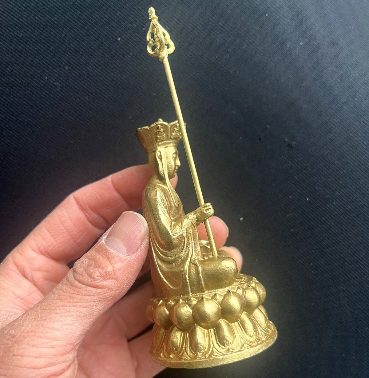 Brass Ksitigarbha Bodhisattva Statue Buddhist Altar Figurine Home Shrine Decor