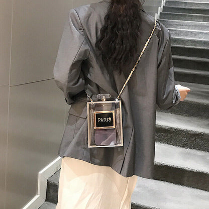 Women Fashion Perfume Bottle Acrylic Box Clutch Evening Handbag Day Clutches Bag