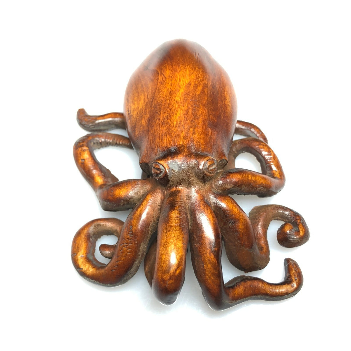 Chinese Boxwood Handwork Octopus Statue Tea Pet Fengshui Art Deco Gift