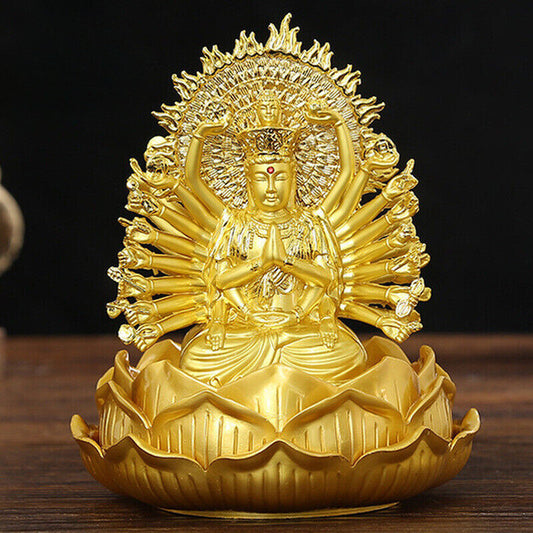 12.2cm Kwan Yin Statue Thousand-Hand Guan Yin Figurine Buddhist Statue Car Decor