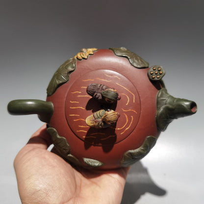 Chinese Yixing Zisha Clay Handmade Exquisite Kung Fu Tea Set Teapot 品名：鸳鸯壶 低款：蒋蓉