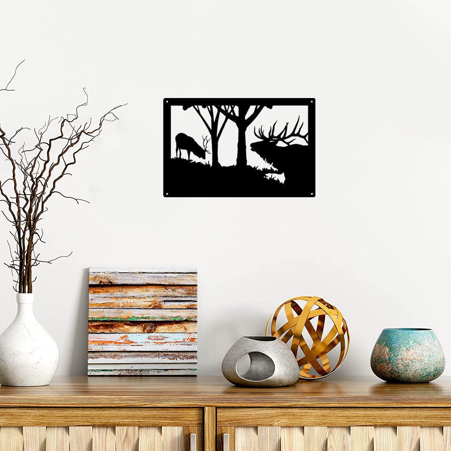 Wildlife Elk Wall Art - Territorial Warning -Size 13.8" x 9" - Metal Wall Art