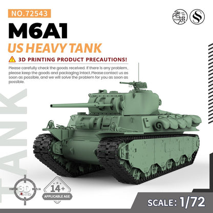 SSMODEL SS72543 1/72 25mm Military Model Kit US M6A1 Heavy Tank