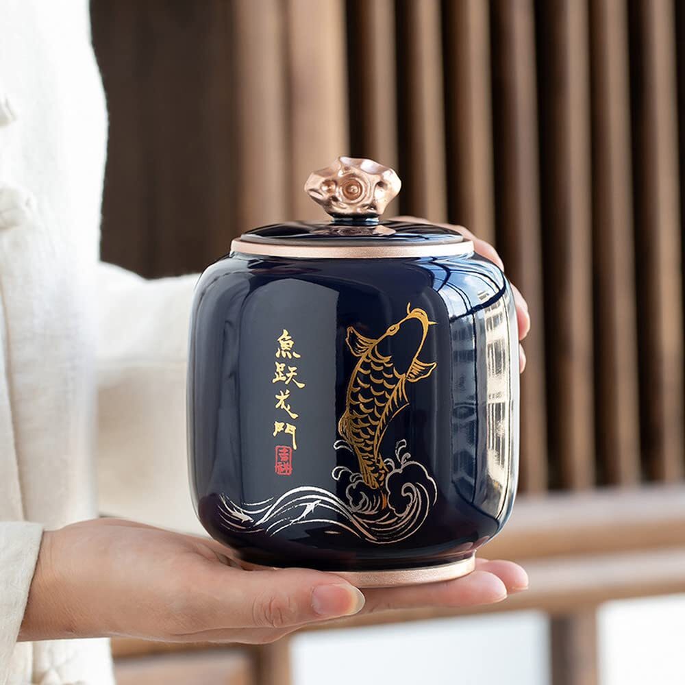 14cm Chinese Creative Tea Caddy Ceramic Storage Jar Sealed Cans Tea Set