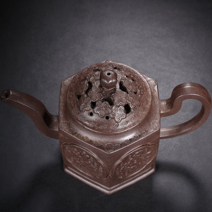 Chinese Yixing Zisha Clay Handmade Exquisite Teapot （六方（高温窑变） 底款：金鼎商标）