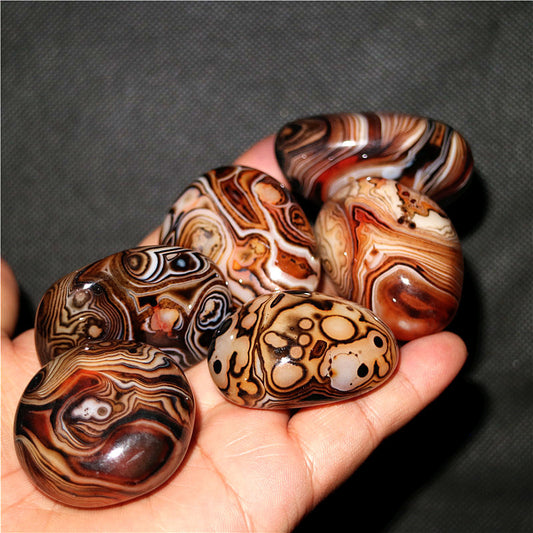 250G Tumble Polished Stone River Agate Banded Beautiful Patterns Madagascar