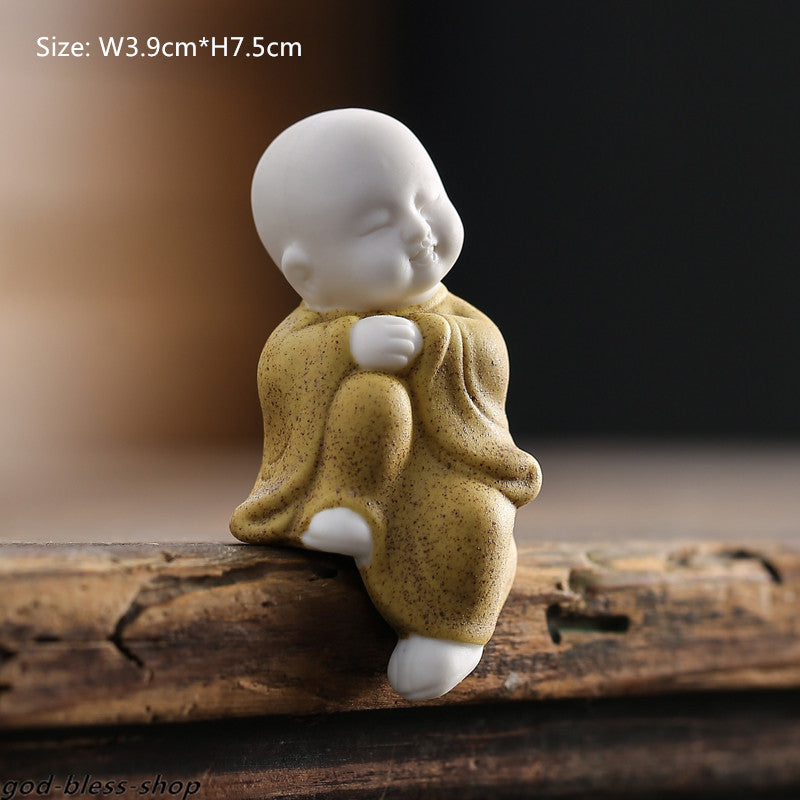 Chinese kungfu tea pet zisha ceramic home decoration mini monk ornament table