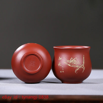 Yixing Purple Sand Tea Cup China Kung Fu Tea Cup Flower and Bird Cup Tea Set