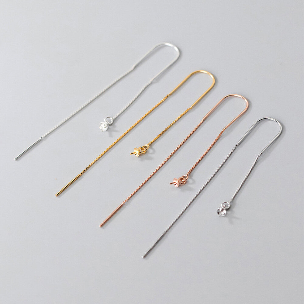 925 Sterling Silver Threader Ear Thread Earrings with Peg Cap DIY Findings