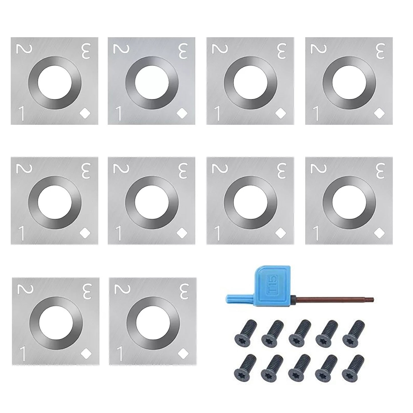 10x Square Carbide Inserts Replacement Cutters for Wood Lathe Turning Tool