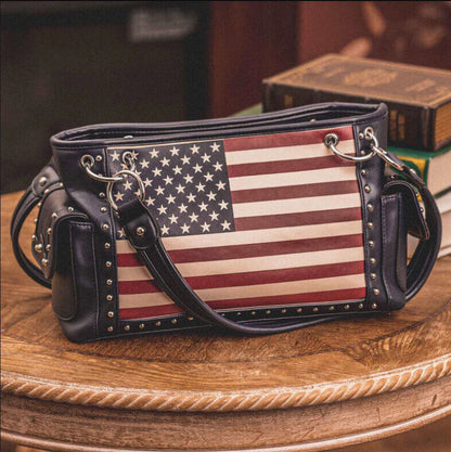 American Flag Stars and Stripes Crossbody Handbag Women Purse Shoulder Bag