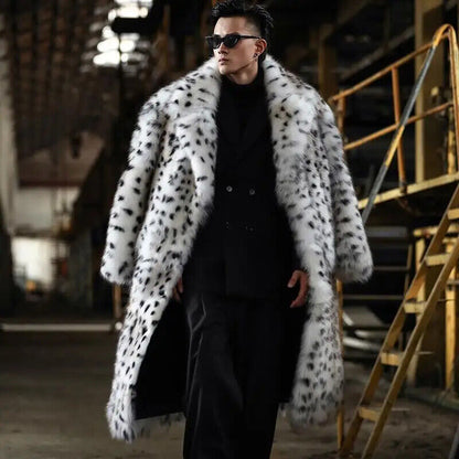 Fur Integrated Man Coat Long Suit Collar Imitation Fox Fur Fur Coat Fur Jacket