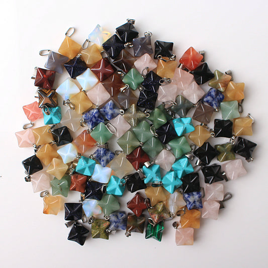 Wholesale Price! 50pcs Mixed Colour Merkaba Crystals Pendant Reiki Healing