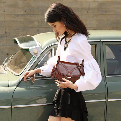 Messenger Bag Single Shoulder Purse Genuine Leather Bag High Capacity 26*8*22CM