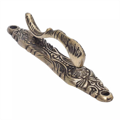 Set of 2 Antique Look Ornate Brass Pull Door Handle With Back plate