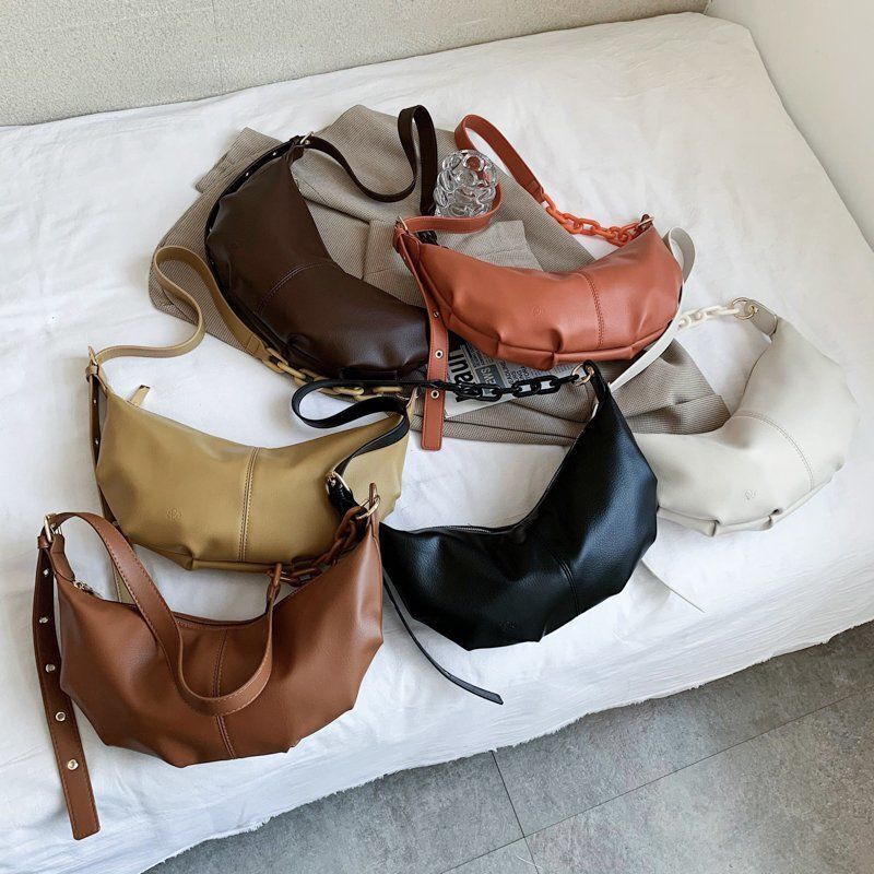 Women Soft Leather Handbags Vintage Crossbody Bags Chains Shoulder Bag 37*17*7CM